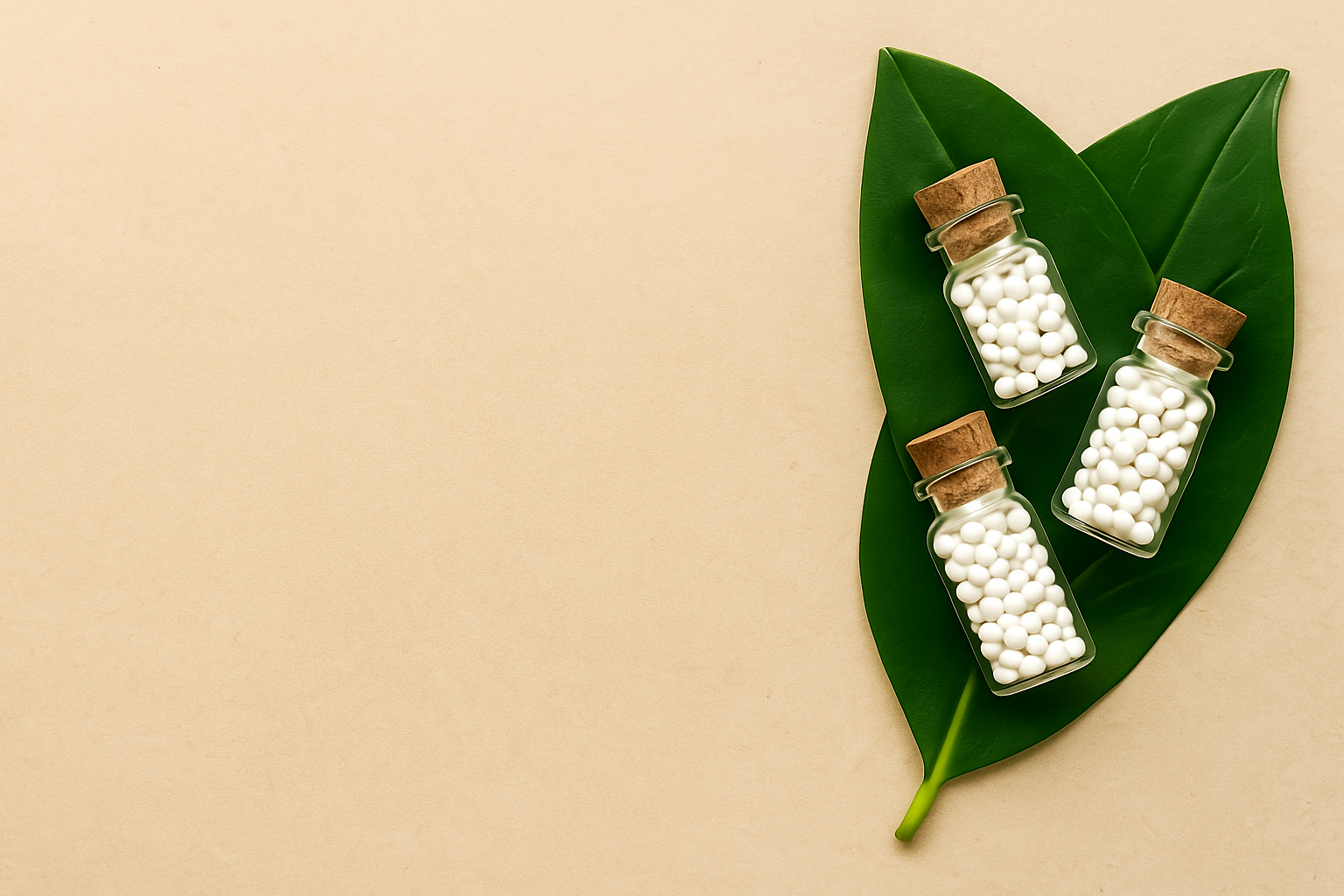 Natural homeopathic remedies and herbs on a wooden table